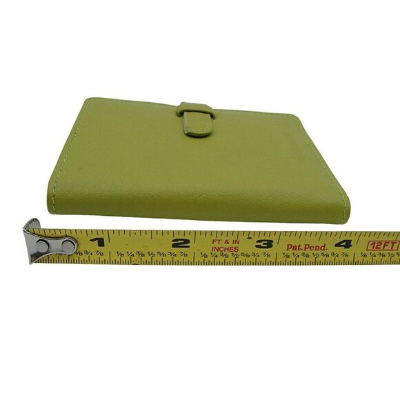 Genuine Leather Card ID Holder Photos Small Wallet Lime Green 4x3" Pocket Wallet - Picture 8 of 10